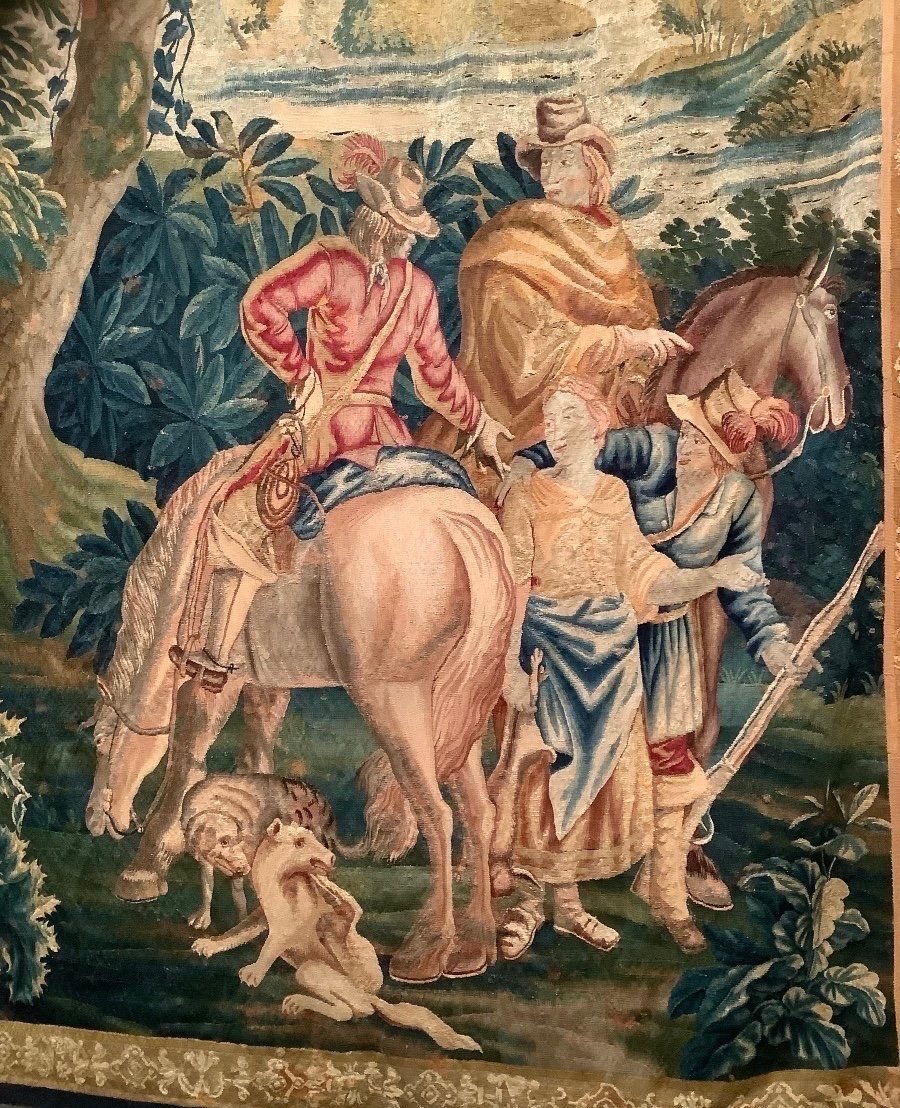 Tapisserie Du 17e Siècle Caveliers à Cheval 300x190 Cm -photo-5