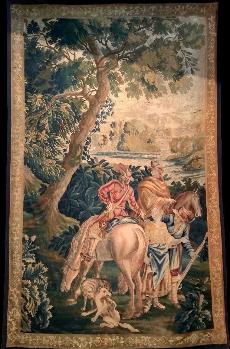 Tapisserie Du 17e Siècle Caveliers à Cheval 300x190 Cm -photo-7