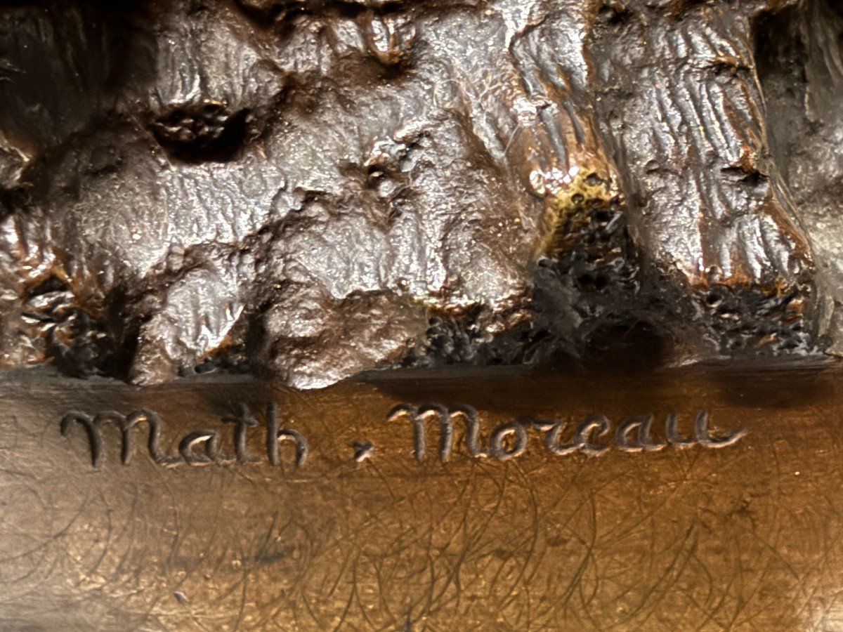 Grande Sculpture En Bronze « La Fileuse » De Math.moreau 19ème. ( 73,5 cm )-photo-3