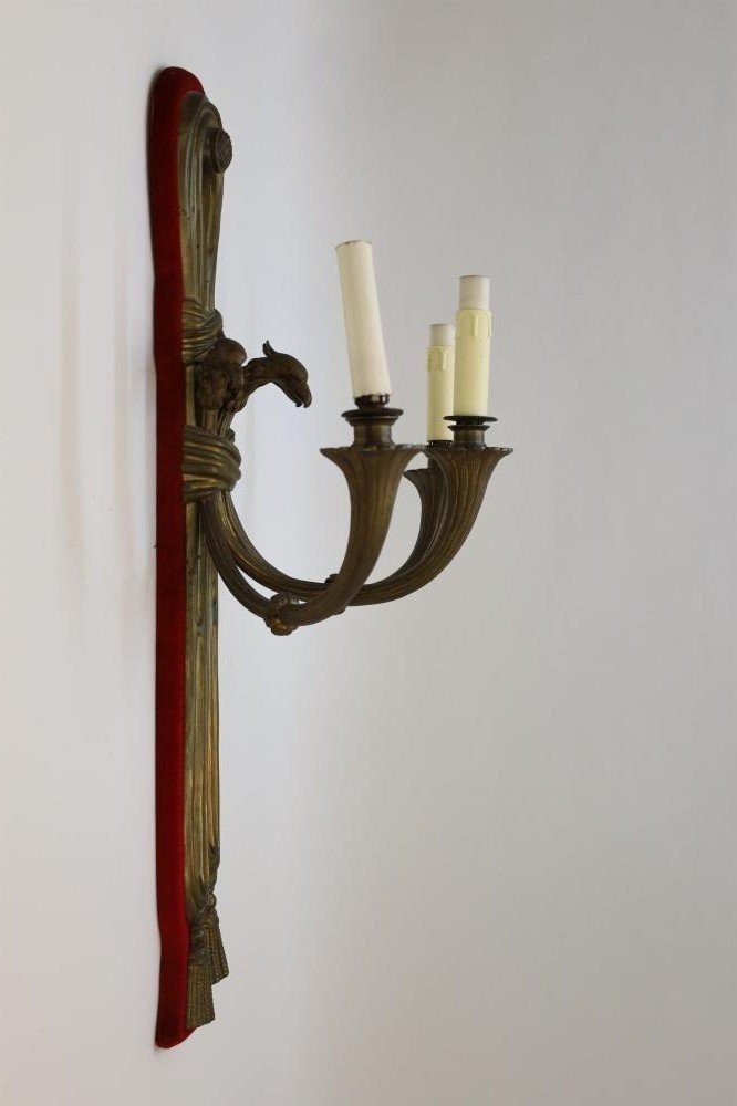 Pair Of Large 19th Century Empire Style Bronze Wall Lights. (83 Cm)-photo-4