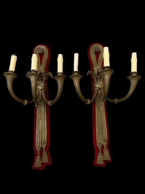 Pair Of Large 19th Century Empire Style Bronze Wall Lights. (83 Cm)-photo-8