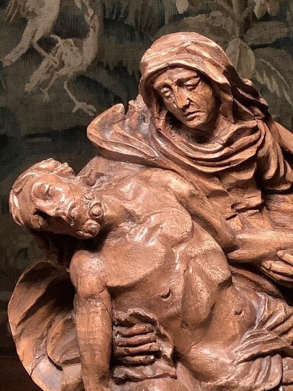 Pieta: Wooden Sculpture Circa 1700. -photo-3