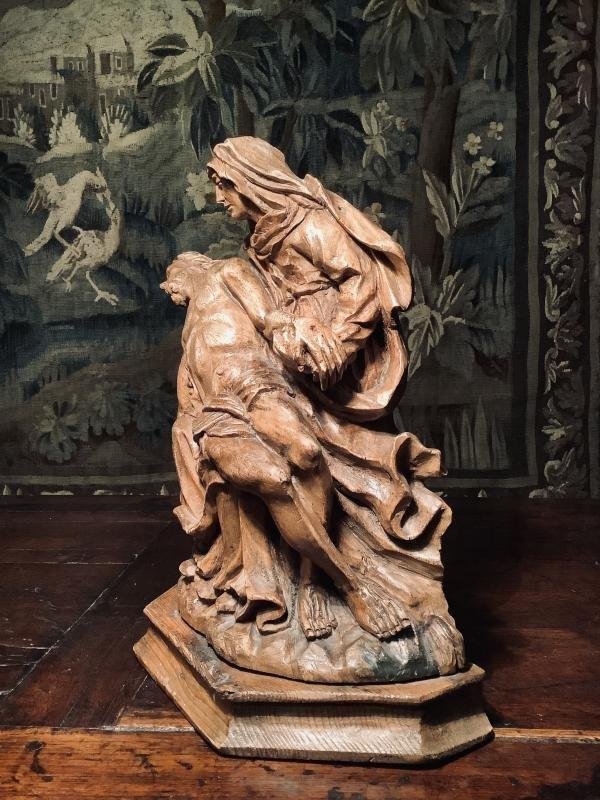 Pieta: Wooden Sculpture Circa 1700. -photo-4