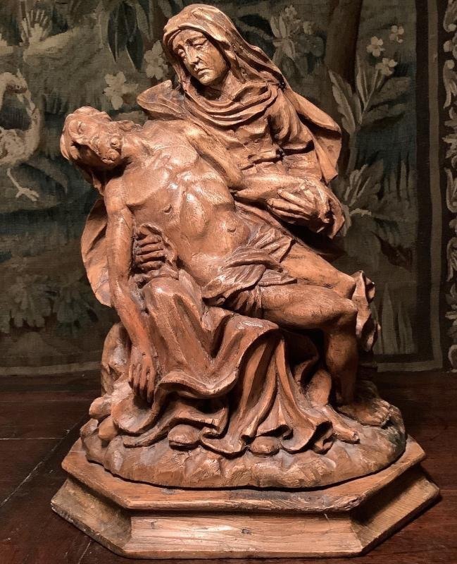 Pieta: Wooden Sculpture Circa 1700. -photo-1