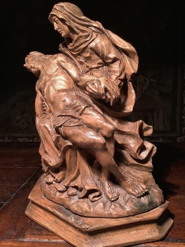 Pieta: Wooden Sculpture Circa 1700. -photo-2