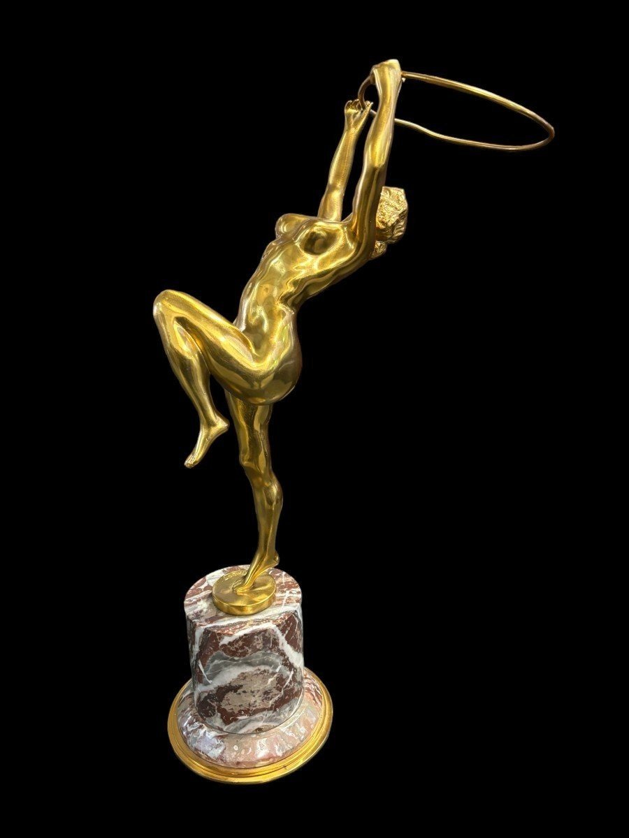 Woman Dancing With A Hoop In Bronze Art Deco-photo-2