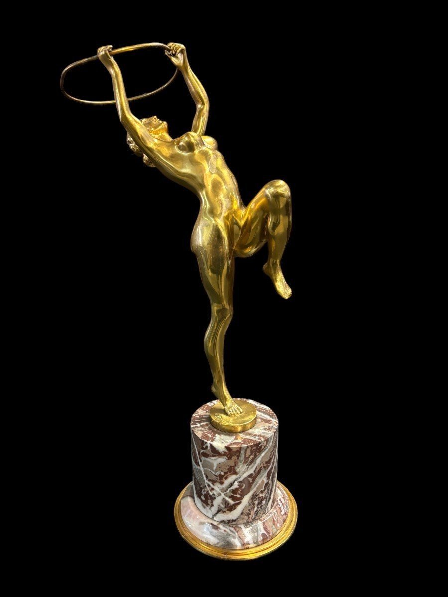 Woman Dancing With A Hoop In Bronze Art Deco-photo-8