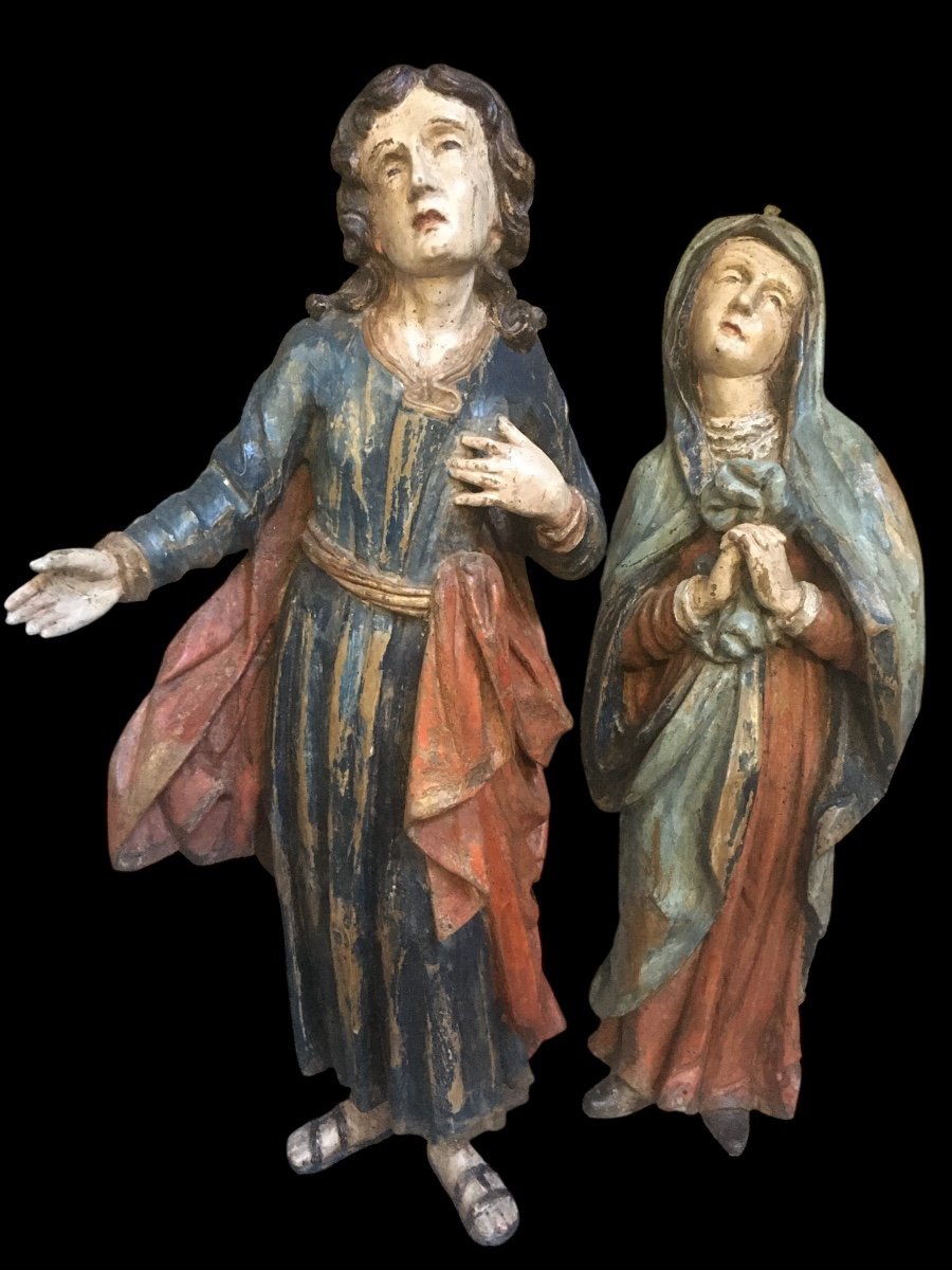 Two Polychrome Wooden Statues Circa 1700 -photo-2