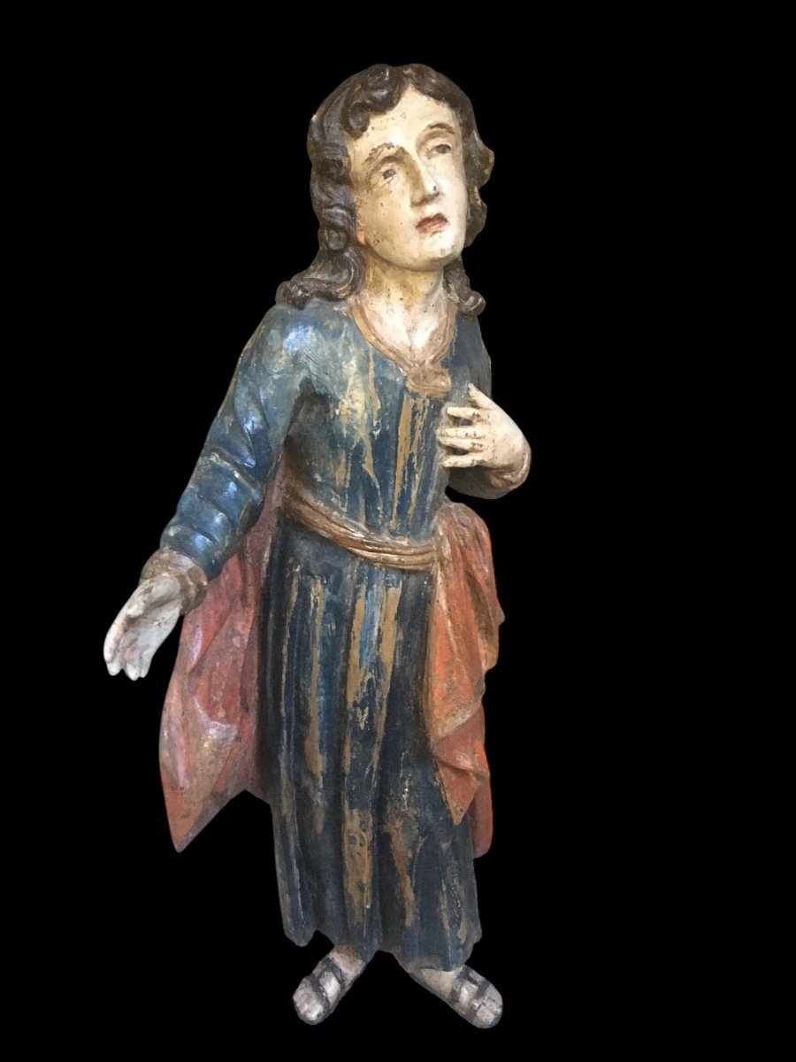 Two Polychrome Wooden Statues Circa 1700 -photo-4