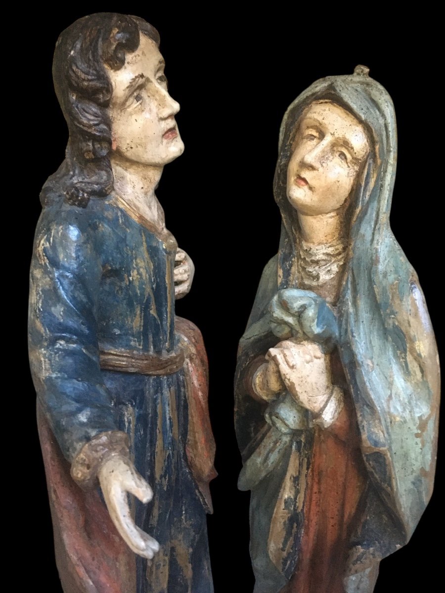 Two Polychrome Wooden Statues Circa 1700 -photo-7