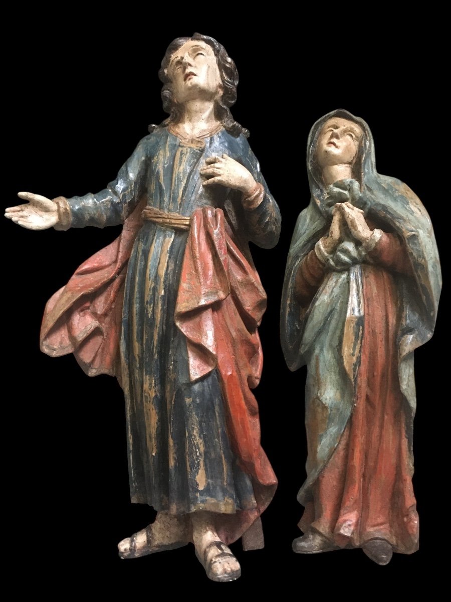 Two Polychrome Wooden Statues Circa 1700 -photo-8