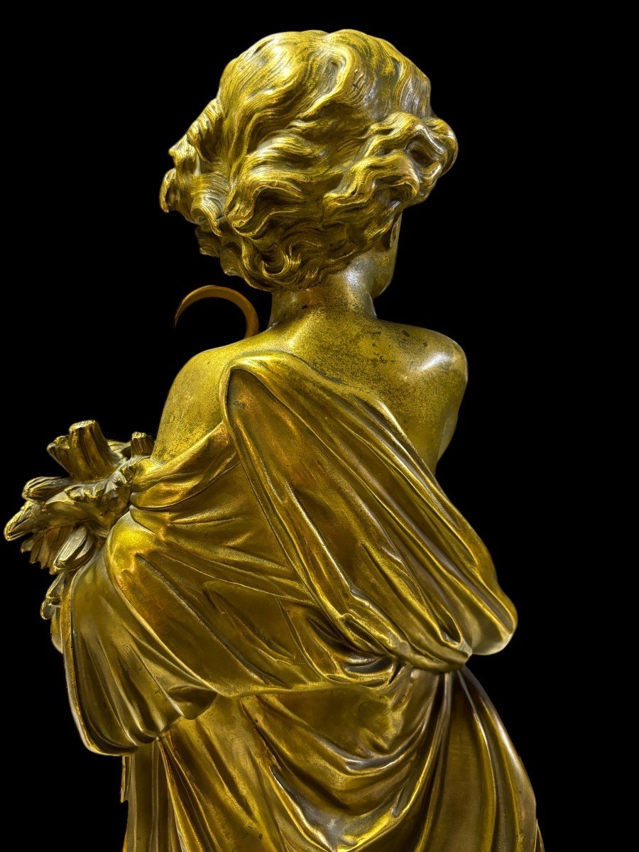 Beautiful Bronze Sculpture Of Putti With Fruit Basket "summer" 19thc.-photo-6