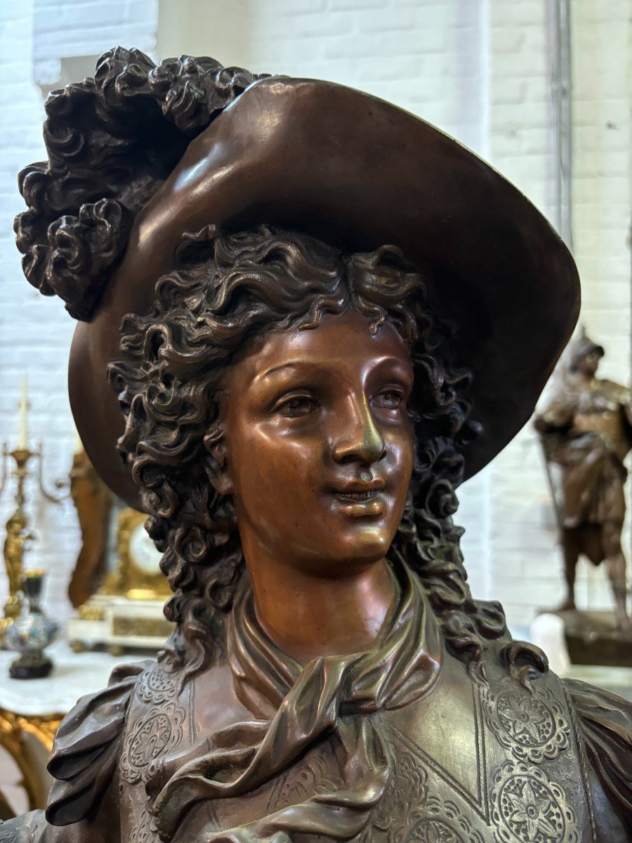 Très Grande Sculpture En Bronze « Noble Lady » 19ème ( 103,5 cm ).-photo-3