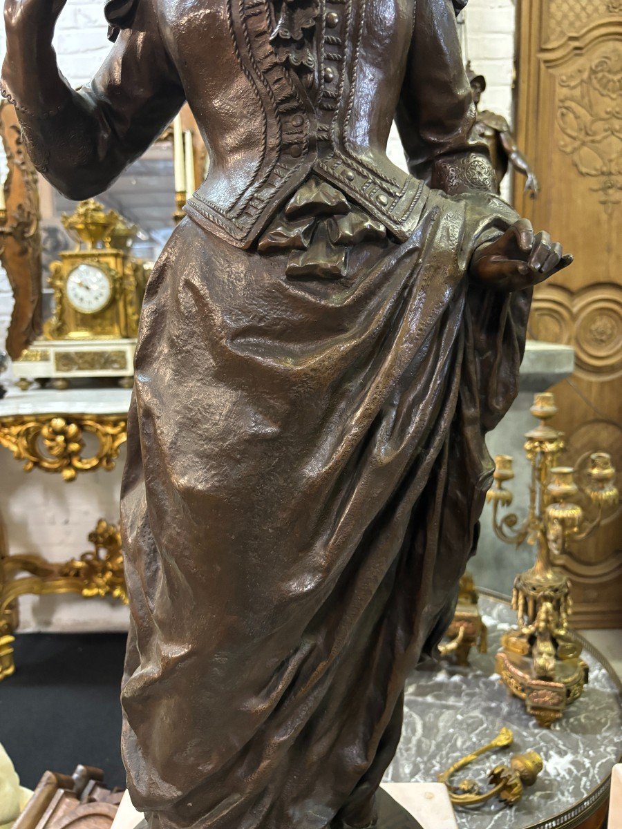 Très Grande Sculpture En Bronze « Noble Lady » 19ème ( 103,5 cm ).-photo-4