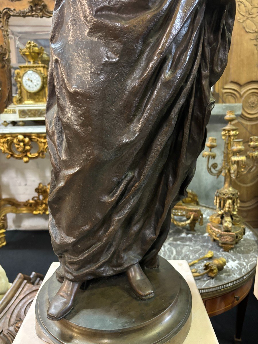 Très Grande Sculpture En Bronze « Noble Lady » 19ème ( 103,5 cm ).-photo-1