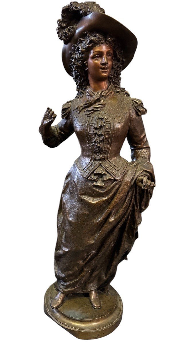 Très Grande Sculpture En Bronze « Noble Lady » 19ème ( 103,5 cm ).