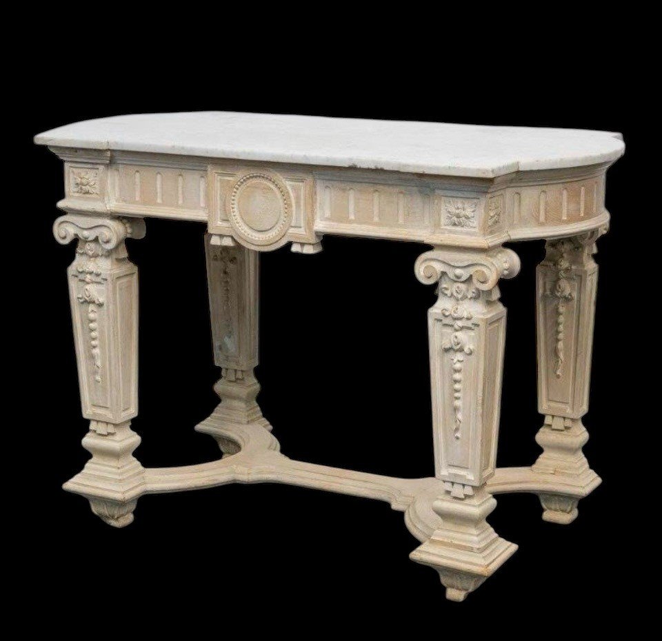 Console Décorative En Bois Sculpté De Style Louis XVI , 19ème.-photo-3