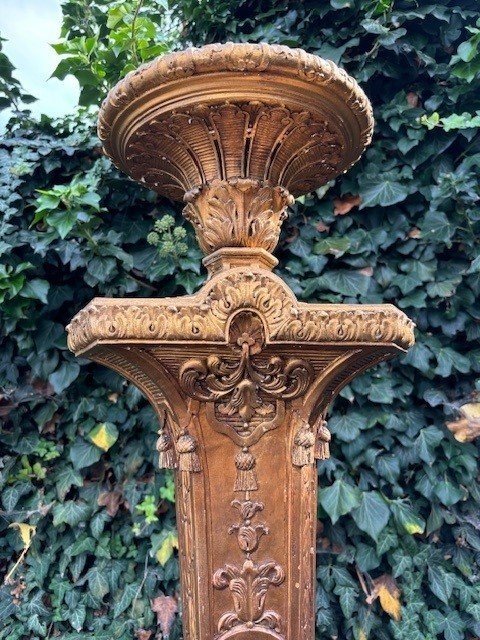 Large Regency Style Torchère In Gilded Wood, 19th Century.-photo-3