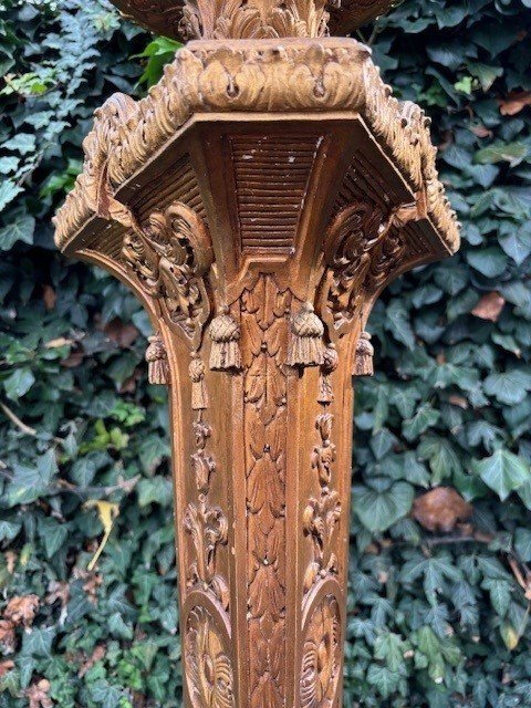 Large Regency Style Torchère In Gilded Wood, 19th Century.-photo-3