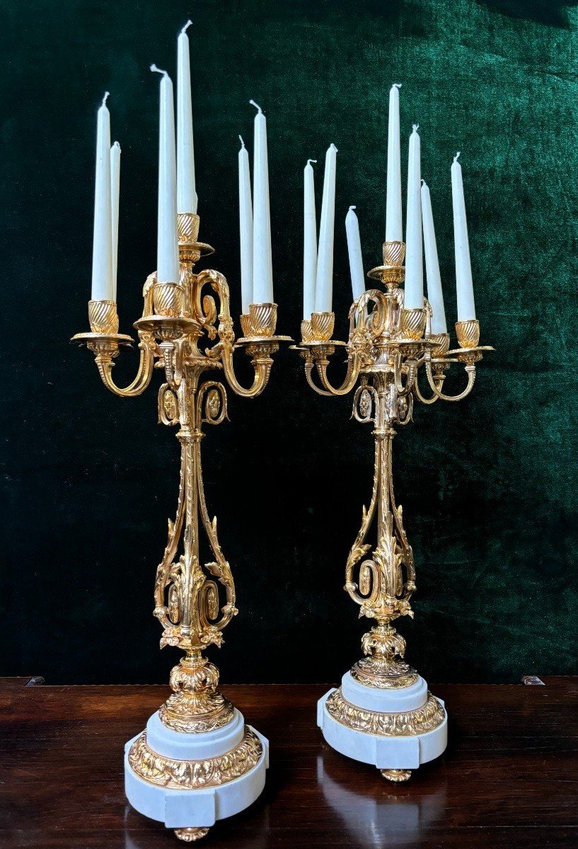 Pair Of Large Napoleon III Gilt Bronze Candelabras-photo-2