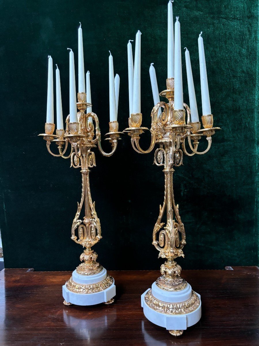 Pair Of Large Napoleon III Gilt Bronze Candelabras-photo-3