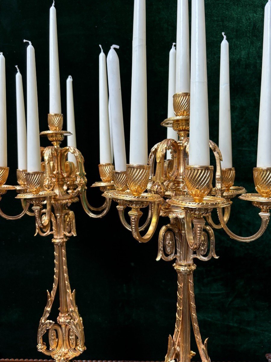 Pair Of Large Napoleon III Gilt Bronze Candelabras-photo-4