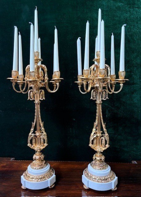 Pair Of Large Napoleon III Gilt Bronze Candelabras-photo-8