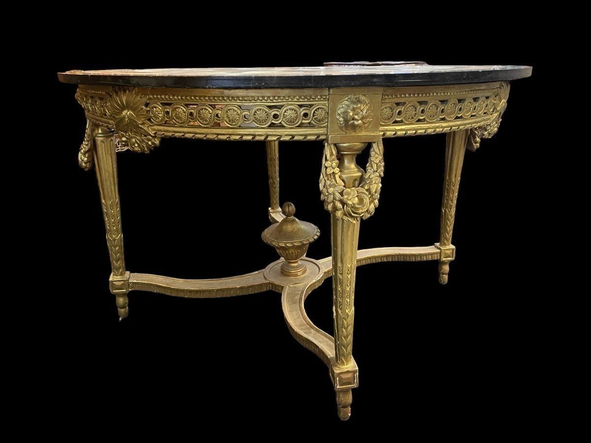 Large Louis XVI Style Gilded Wood Center Table, 19th Century.-photo-4