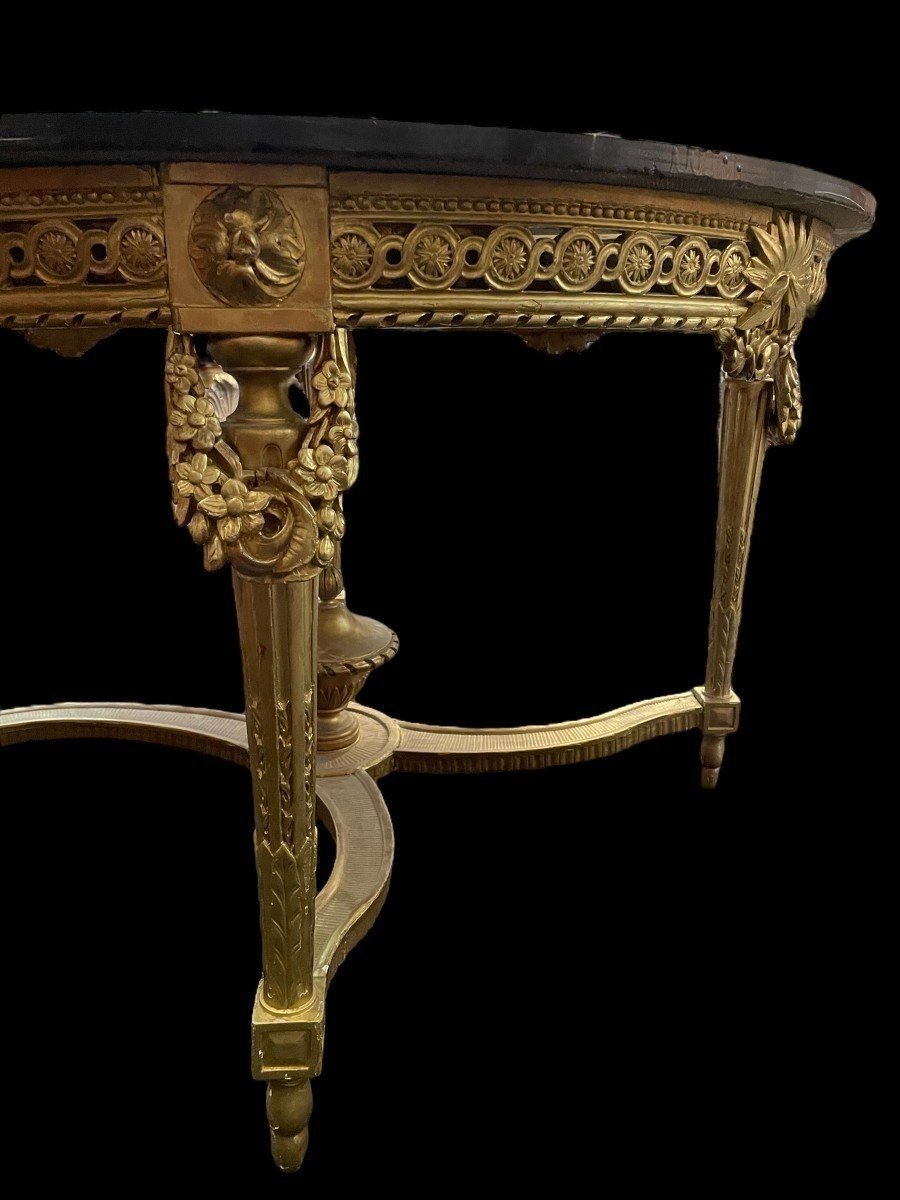 Large Louis XVI Style Gilded Wood Center Table, 19th Century.-photo-3