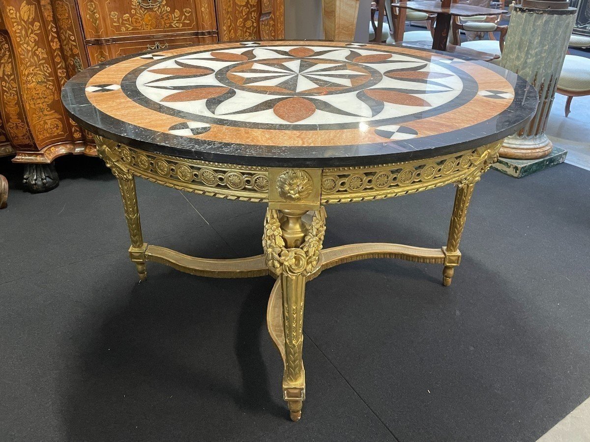 Large Louis XVI Style Gilded Wood Center Table, 19th Century.-photo-5