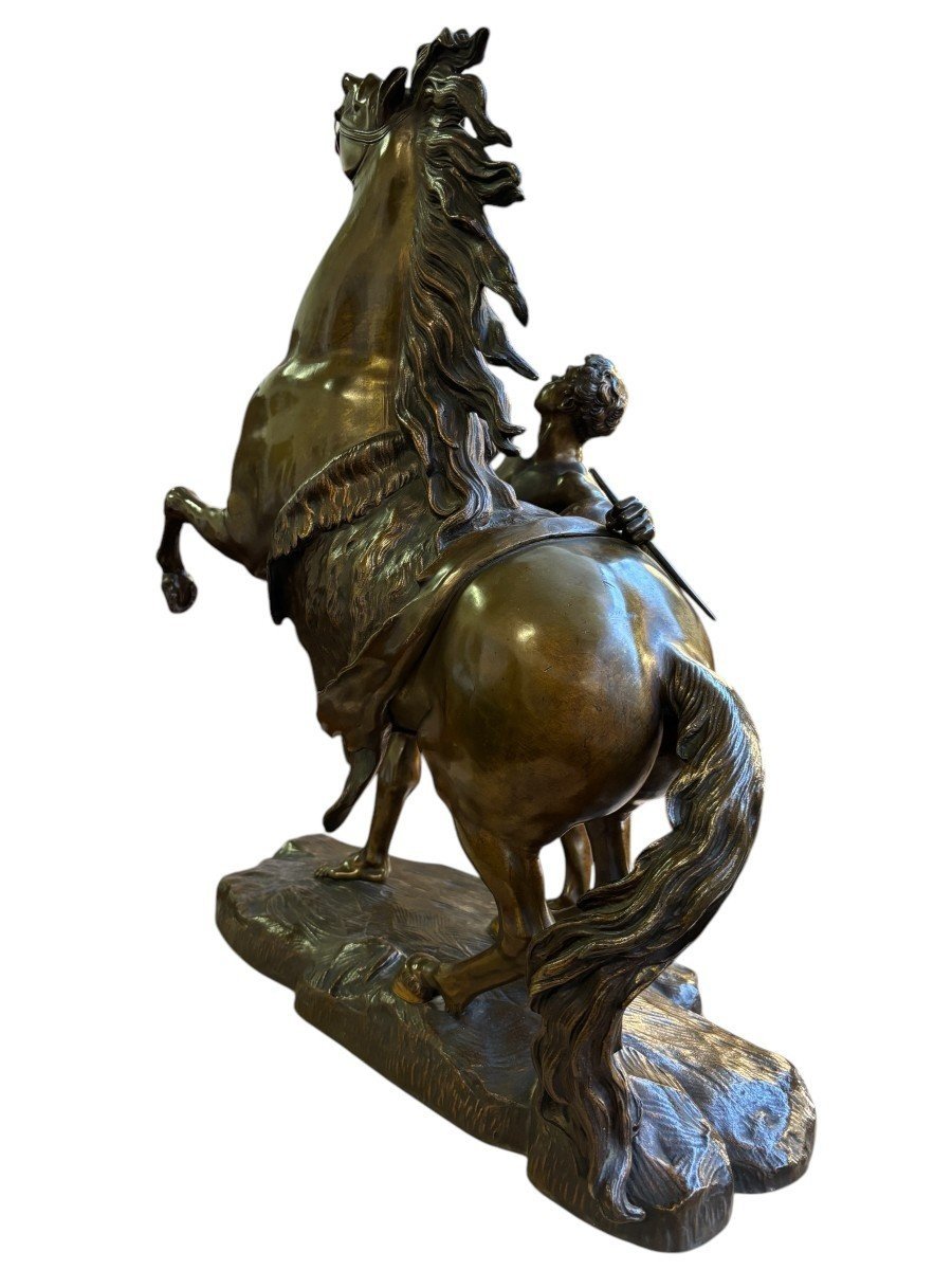 Sculpture En Bronze De Guillaume Coustou « Le Cheval De Marly » 19ème.-photo-3