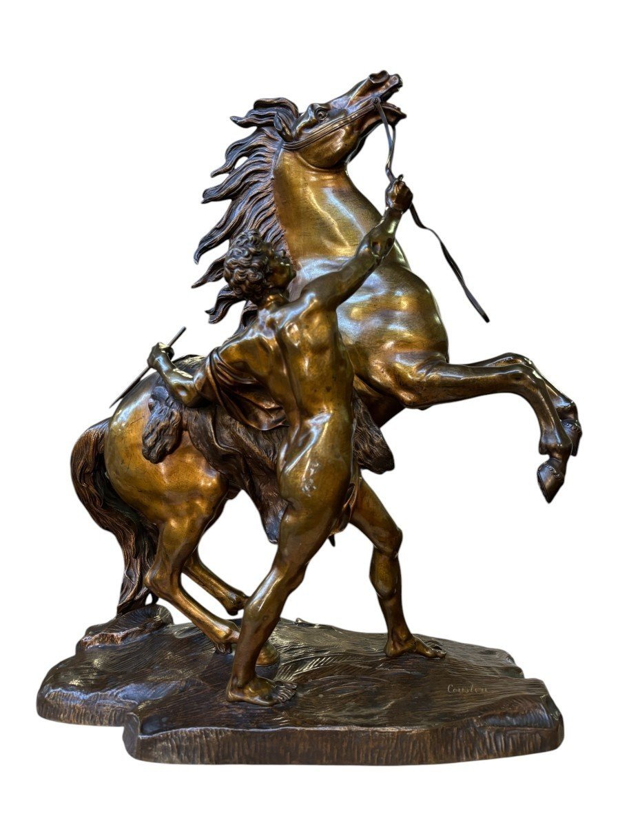 Sculpture En Bronze De Guillaume Coustou « Le Cheval De Marly » 19ème.