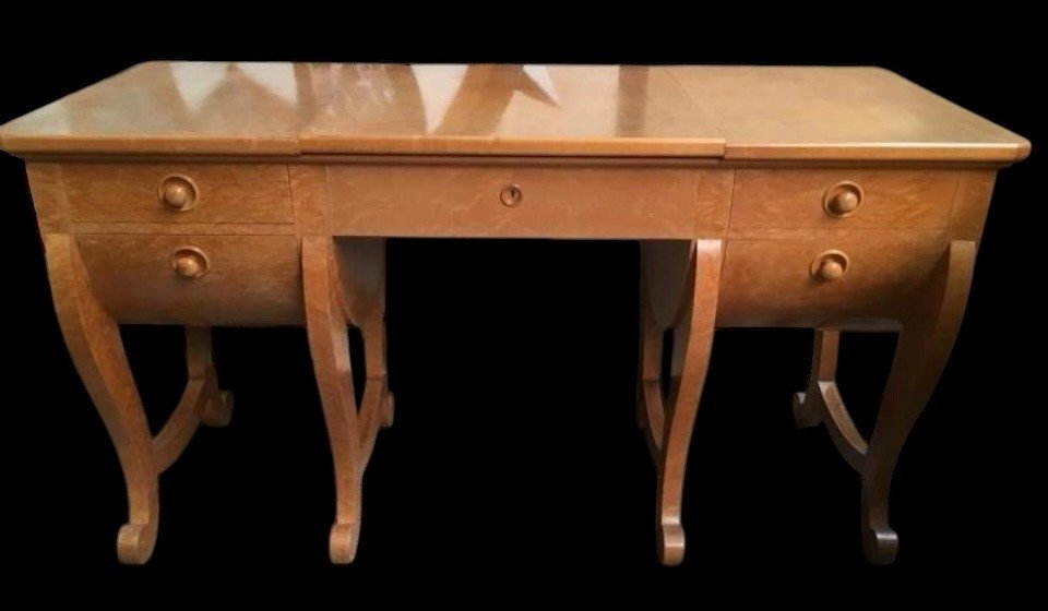 Special Art Deco Dressing Table In Speckled Maple.-photo-3