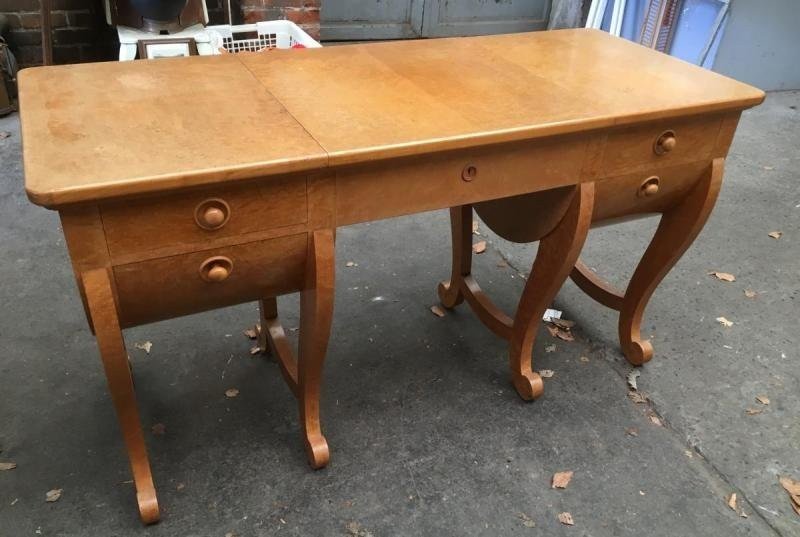 Special Art Deco Dressing Table In Speckled Maple.-photo-3