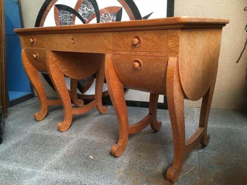 Special Art Deco Dressing Table In Speckled Maple.-photo-7