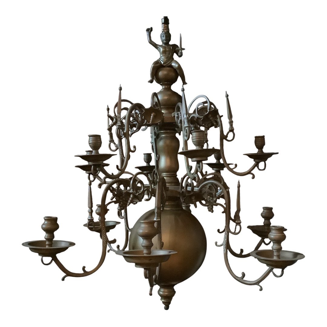 Double Tier Bronze Chandelier Circa 1860 -photo-2