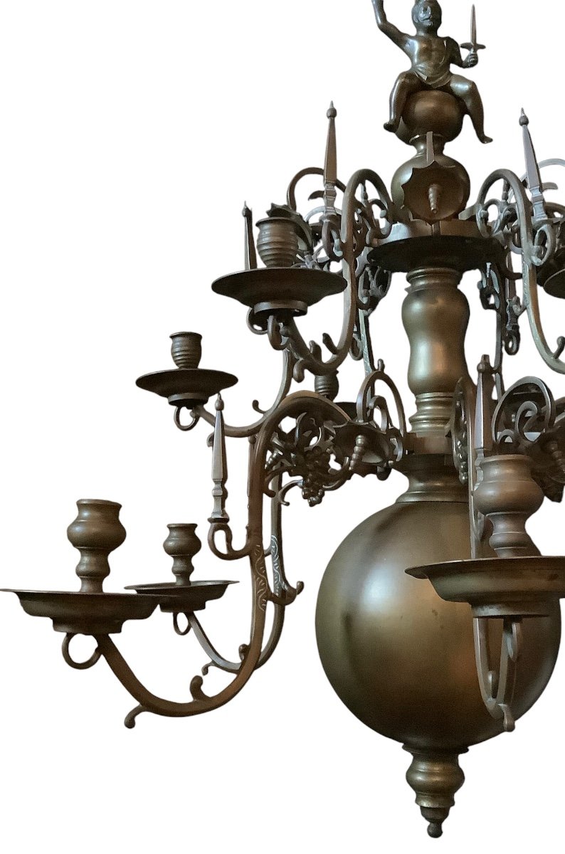 Double Tier Bronze Chandelier Circa 1860 -photo-3