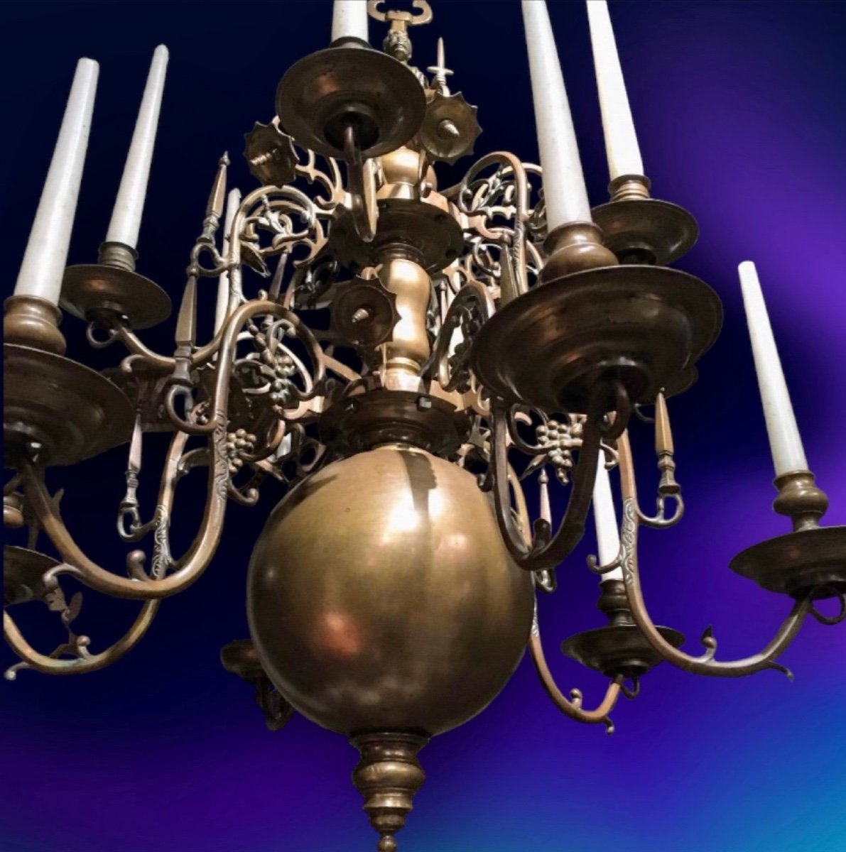 Double Tier Bronze Chandelier Circa 1860 -photo-1