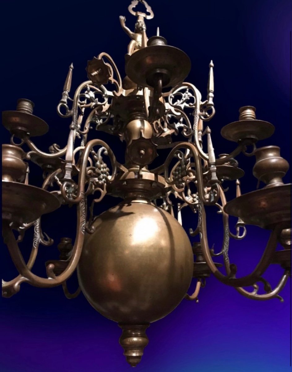 Double Tier Bronze Chandelier Circa 1860 -photo-4