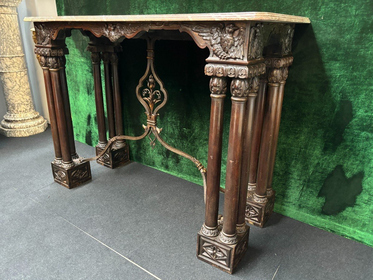 19th Century Decorative Walnut Console / Wall Table.-photo-3