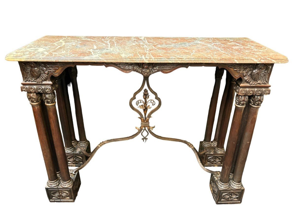 19th Century Decorative Walnut Console / Wall Table.-photo-5