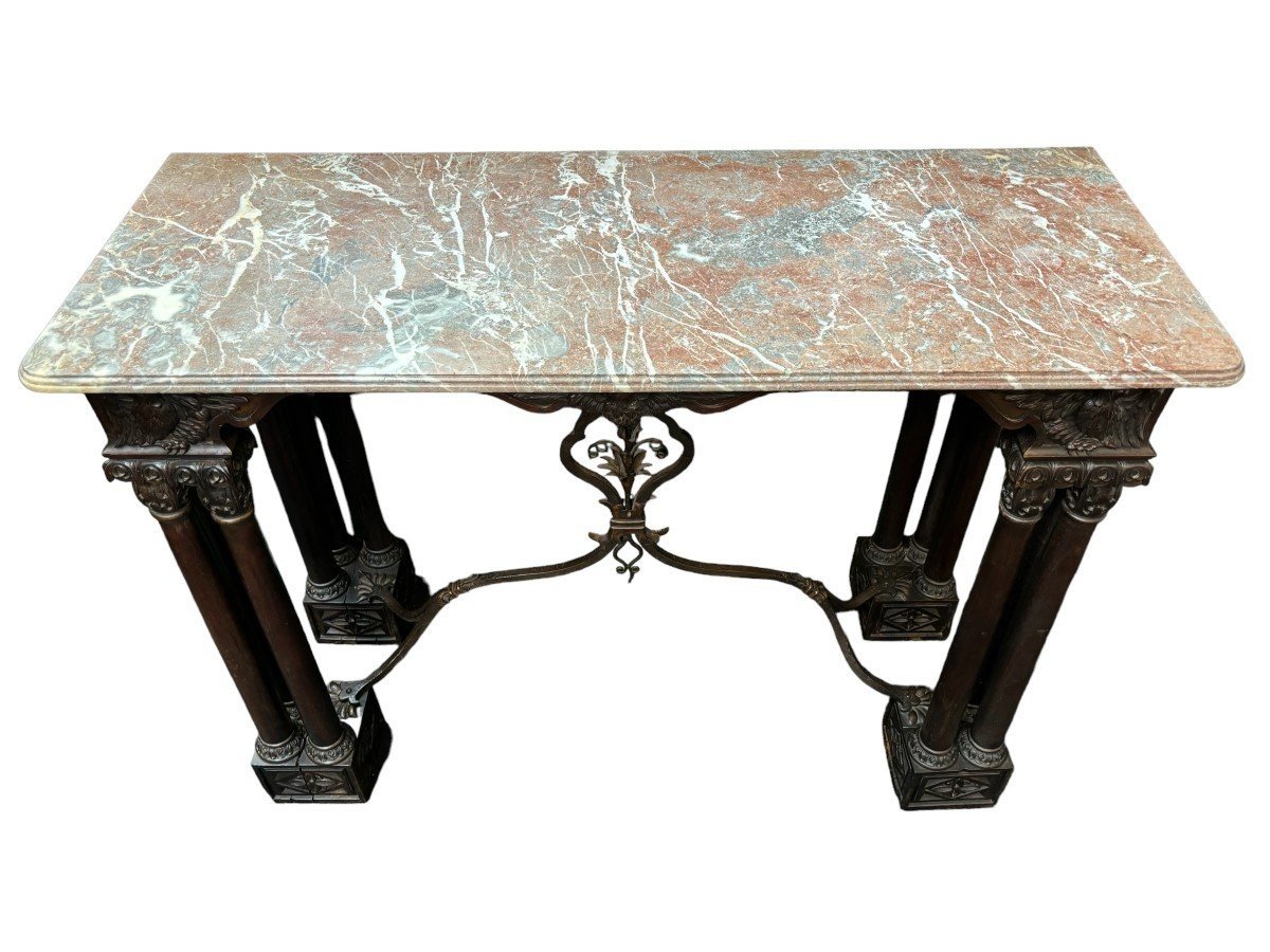 19th Century Decorative Walnut Console / Wall Table.-photo-7