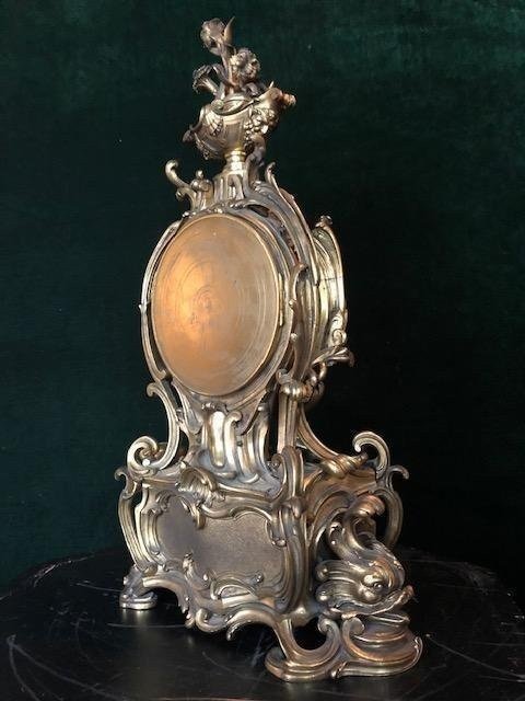 Large Louis XV Style Bronze Clock, Paris 19th Century.-photo-2