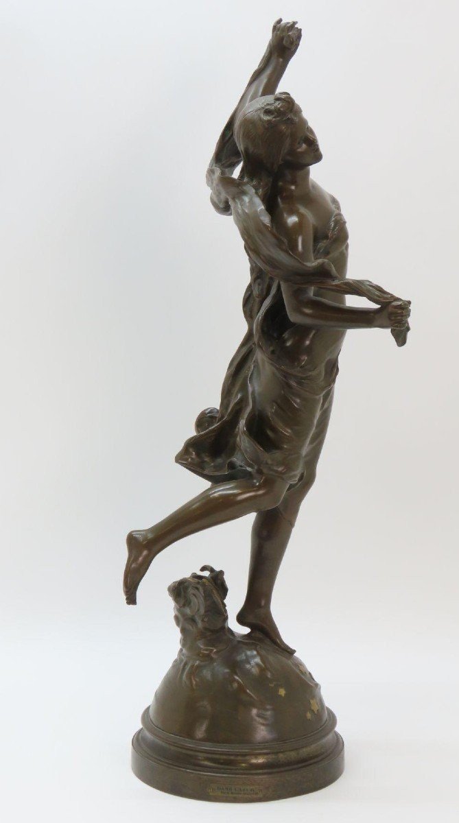 Elégante Sculpture En Bronze " Danse Dans l'Azur " Par Hipp.moreau 19ème.-photo-2