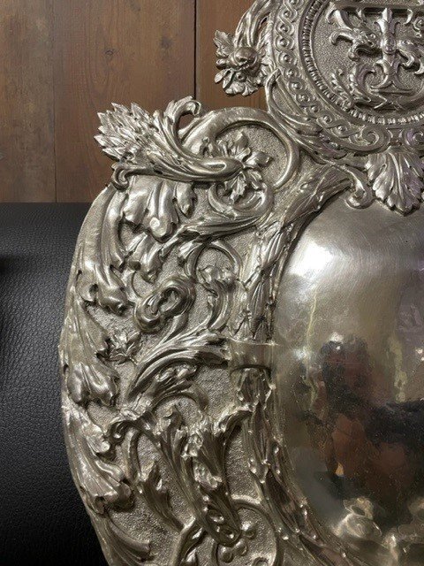 Pair Of 19th Century Silver Metal Wall Sconces / Candle Holders.-photo-3