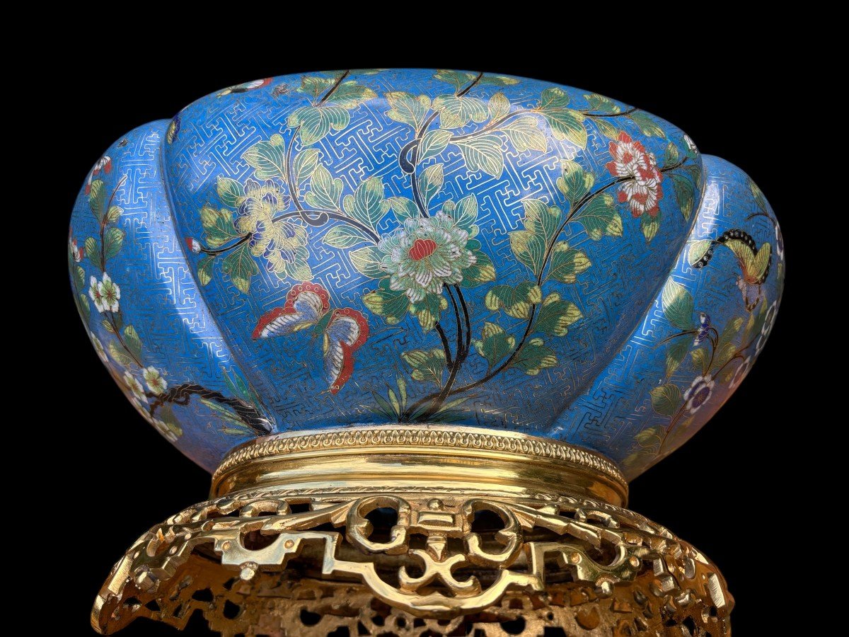 Belle Jardinière En émaille Cloisonnée Vers 1900-photo-4