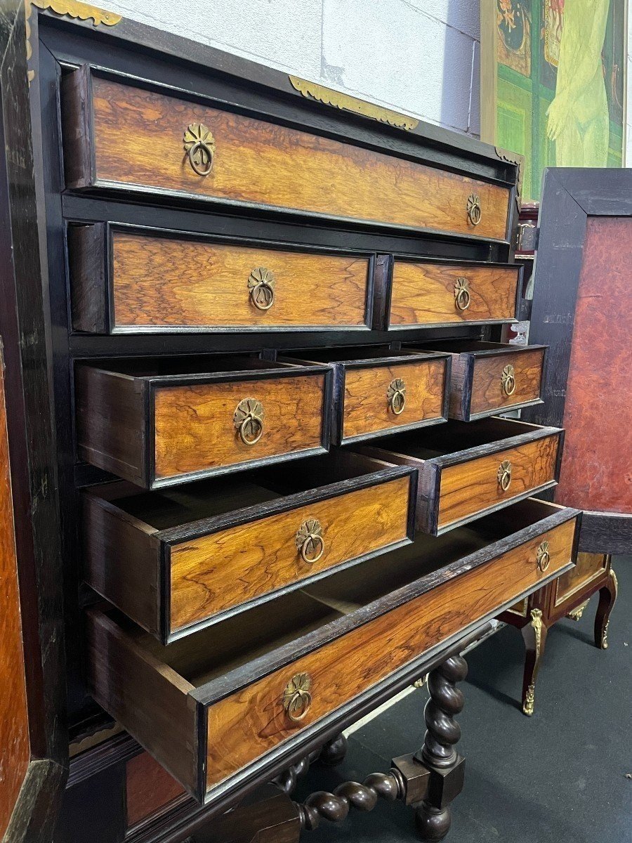 Colonial Cabinet In Ebony And Burnt Wood, 19th Century.-photo-7