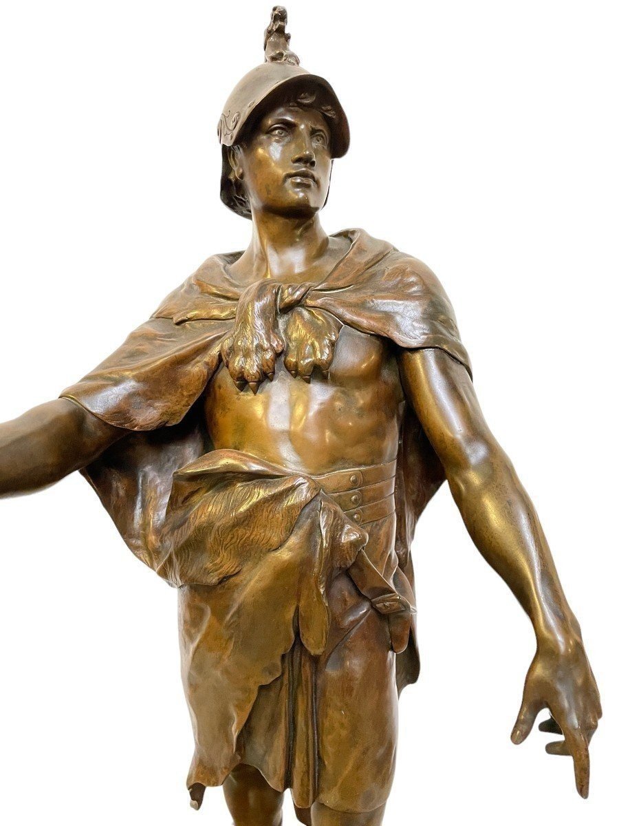 Large Bronze Sculpture "the Duty" Honor Patria By E.picault 19thc (78 Cm).-photo-2