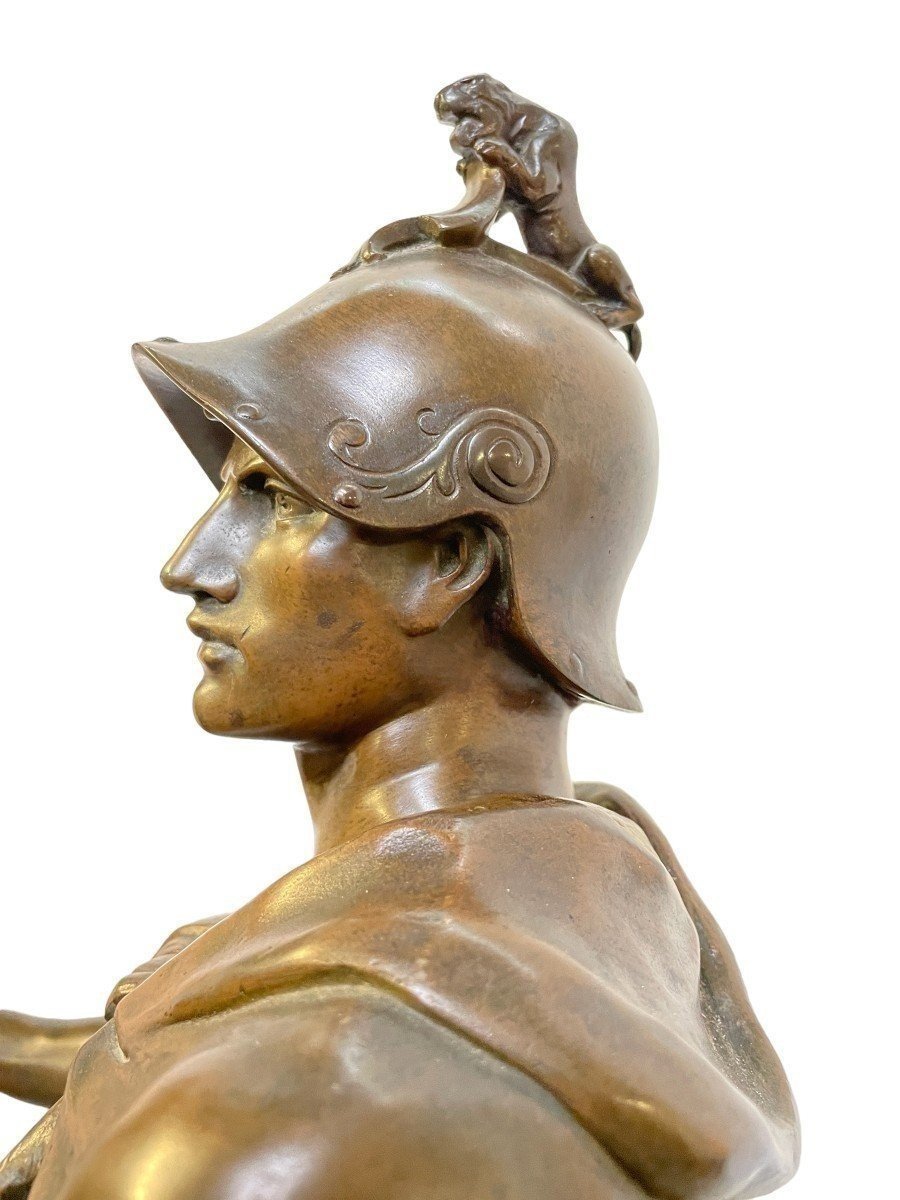 Large Bronze Sculpture "the Duty" Honor Patria By E.picault 19thc (78 Cm).-photo-6