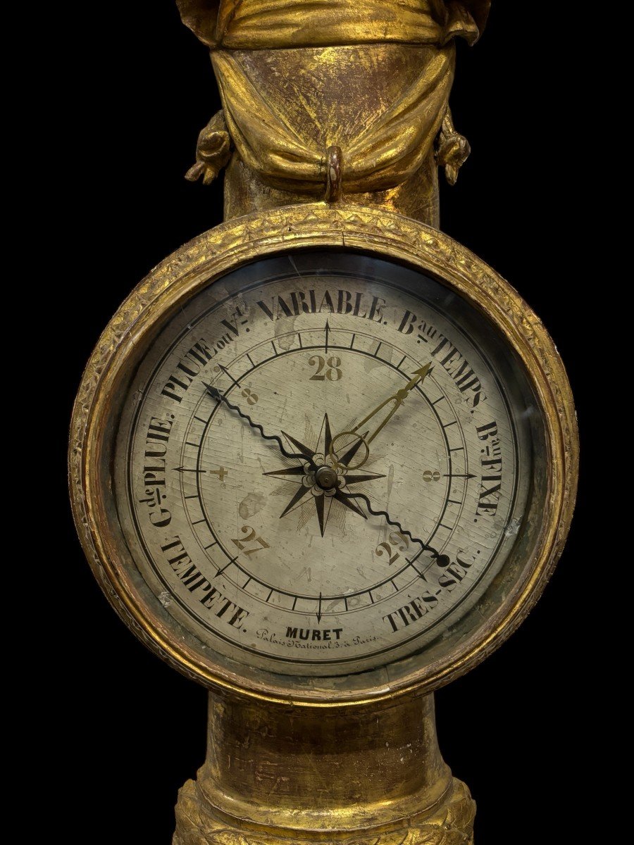 Large Muret Barometer In Paris In Gilded Wood 18th Century-photo-2